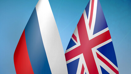 Russia and United Kingdom two flags