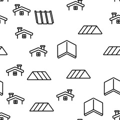 Roof Construction Vector Seamless Pattern Thin Line Illustration