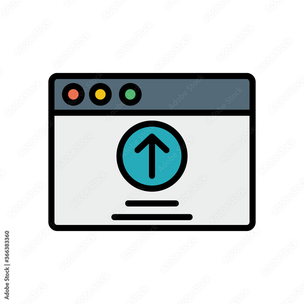 Poster browser, web site, upload icon. simple color with outline vector elements of internet explorer icons