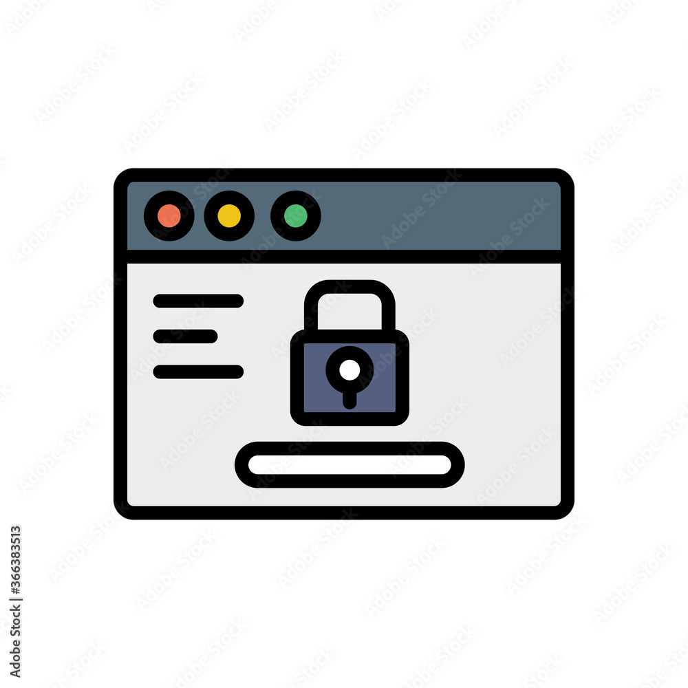 Poster browser, web site, lock icon. simple color with outline vector elements of internet explorer icons f
