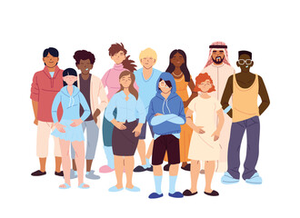 Obraz premium Women and men cartoons of cultural diversity vector design