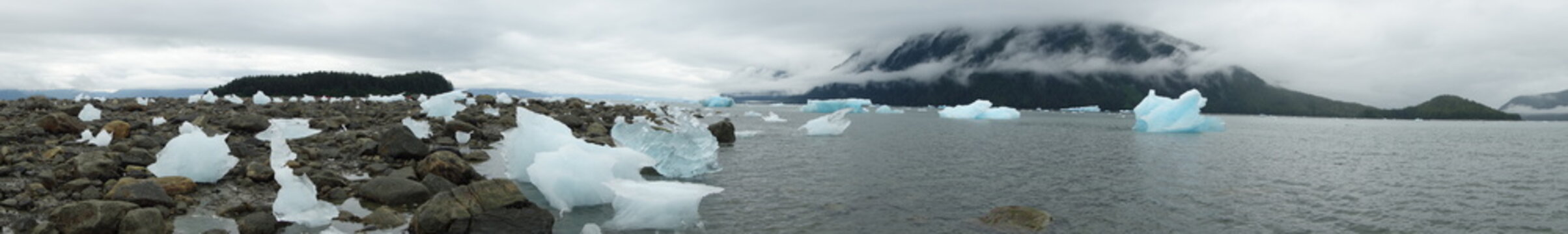 panorama of sea, ice and mountains in alaska