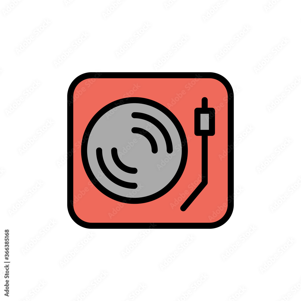 Aufkleber record player icon. simple color with outline vector elements of rock n roll icons for ui and ux, we
