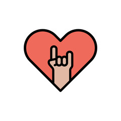 Obraz premium Love, hand icon. Simple color with outline vector elements of rock n roll icons for ui and ux, website or mobile application
