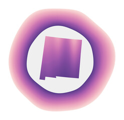 New Mexico icon. Colorful gradient logo of the US state. Purple red New Mexico rounded sign with map for your design. Vector illustration.