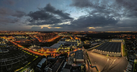 Moscow oblast. night shooting photos from a quadrocopter