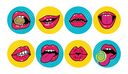 Red comic Mouth set