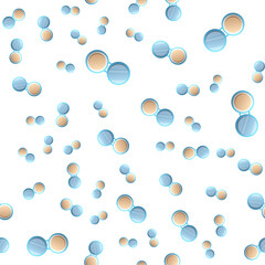  Makeup powder with mirror icon isolated seamless pattern on white background. Vector Illustration