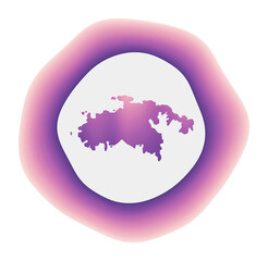 Saint John icon. Colorful gradient logo of the island. Purple red Saint John rounded sign with map for your design. Vector illustration.