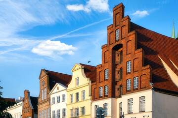 Gables of old houses in the old town of the Hanseatic City Luebeck-Lübeck, Germany
