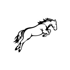 Obraz premium Jumping horse vector. Icon illustration logo.