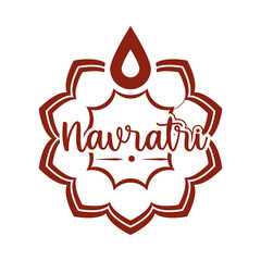 happy navratri indian celebration, goddess durga culture festival template design silhouette style icon