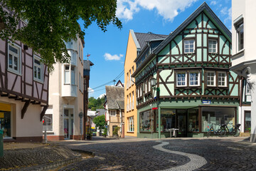Fototapeta na wymiar Cityscape of the idyllic old town Linz am Rhein