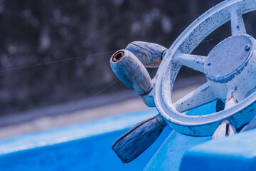 Old white steering wheel
