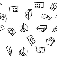 Yogurt Dairy Nutrition Vector Seamless Pattern Thin Line Illustration