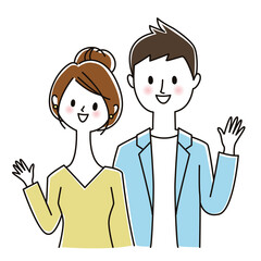 手を振るカップル