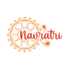 happy navratri indian celebration, decoration festival banner flat style icon