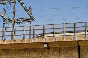 Low angle view of speeding train