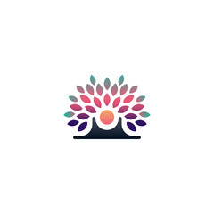 Creative design abstract tree with sun light