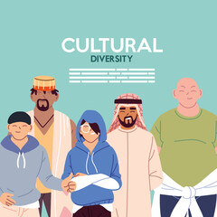 Men cartoons of cultural diversity vector design