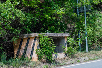 Bunker used to hold sand bags