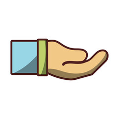 hand to receive gesture cartoon icon isolated design shadow