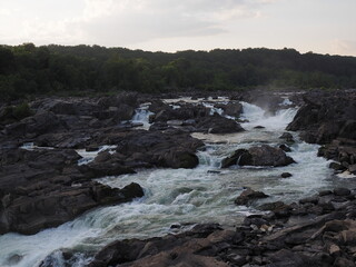 Potomac River falls at dusk