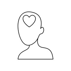 head with heart icon, line style