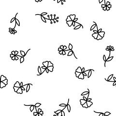 Wildflower Natural Vector Seamless Pattern Thin Line Illustration