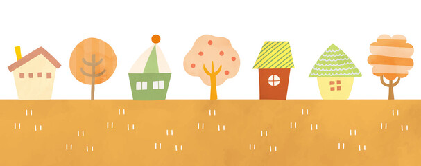 手書きの秋の葉のイラストのセット 紅葉 もみじ 素材 オレンジ Wall Mural Yugoro