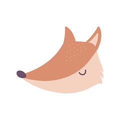 cute fox animal face cartoon isolated design icon