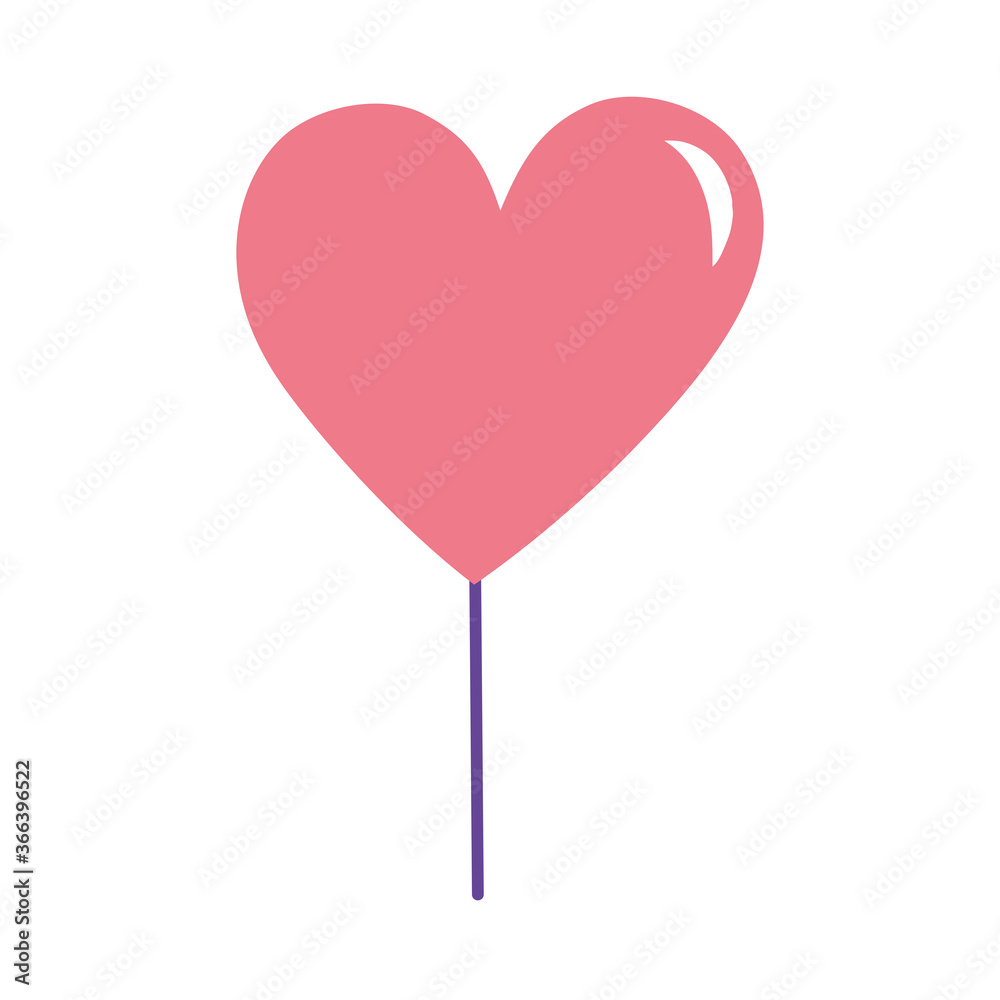 Sticker love heart in stick decoration cartoon isolated design icon