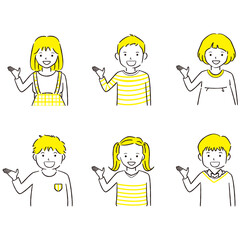 手書き線画イラスト 園児 幼児 男の子女の子 笛で呼び寄せる Wall Mural Yoshidaakiko1223