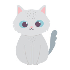 cute little cat pet animal cartoon isolated design icon