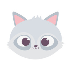 cute raccoon animal face cartoon isolated design icon