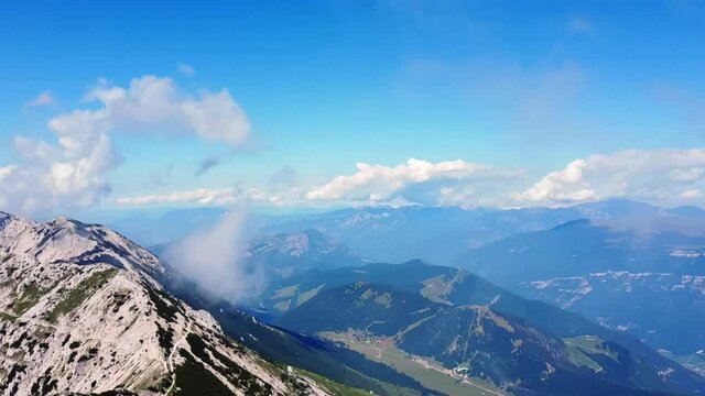 This stock video features aerial drone footage of the beautiful mountains and hills of Monte Baldo in Lessinia, Italy.