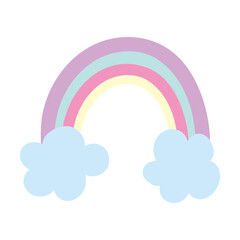 rainbow clouds fantansy cartoon isolated icon design