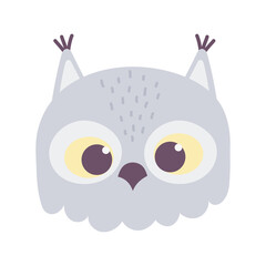 cute owl animal face cartoon isolated design icon