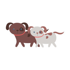 cute little dogs walking cartoon pets isolated design icon