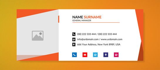 Email signature template with an author photo place modern layout design	