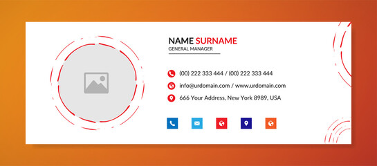 Email signature template with an author photo place modern and minimal layout design