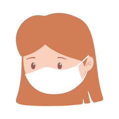 covid 19 coronavirus, girl with medical mask protection, isolated design icon