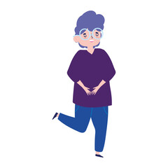 happy cartoon man character celebrating isolated design icon