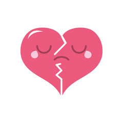 cartoon sad broken heart icon, flat style