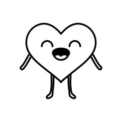 cartoon happy heart icon, line style