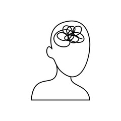 mental health concept, head with a knot icon, line style