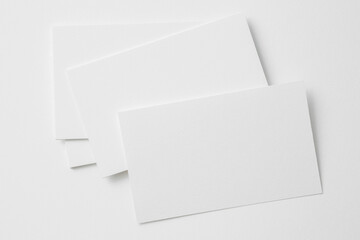 Top view of Business card  on a white background