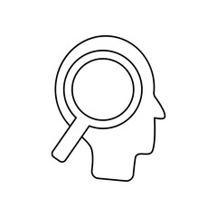 human head with magnifying glass icon, line style