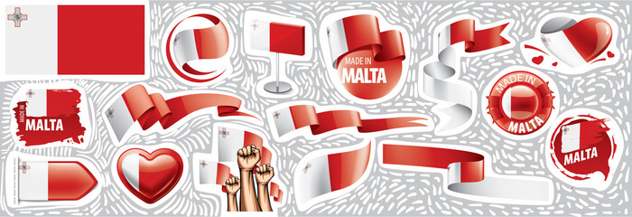 Vector set of the national flag of Malta in various creative designs