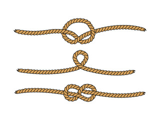 Natural brown marine knots twine rope seamless pattern, vector